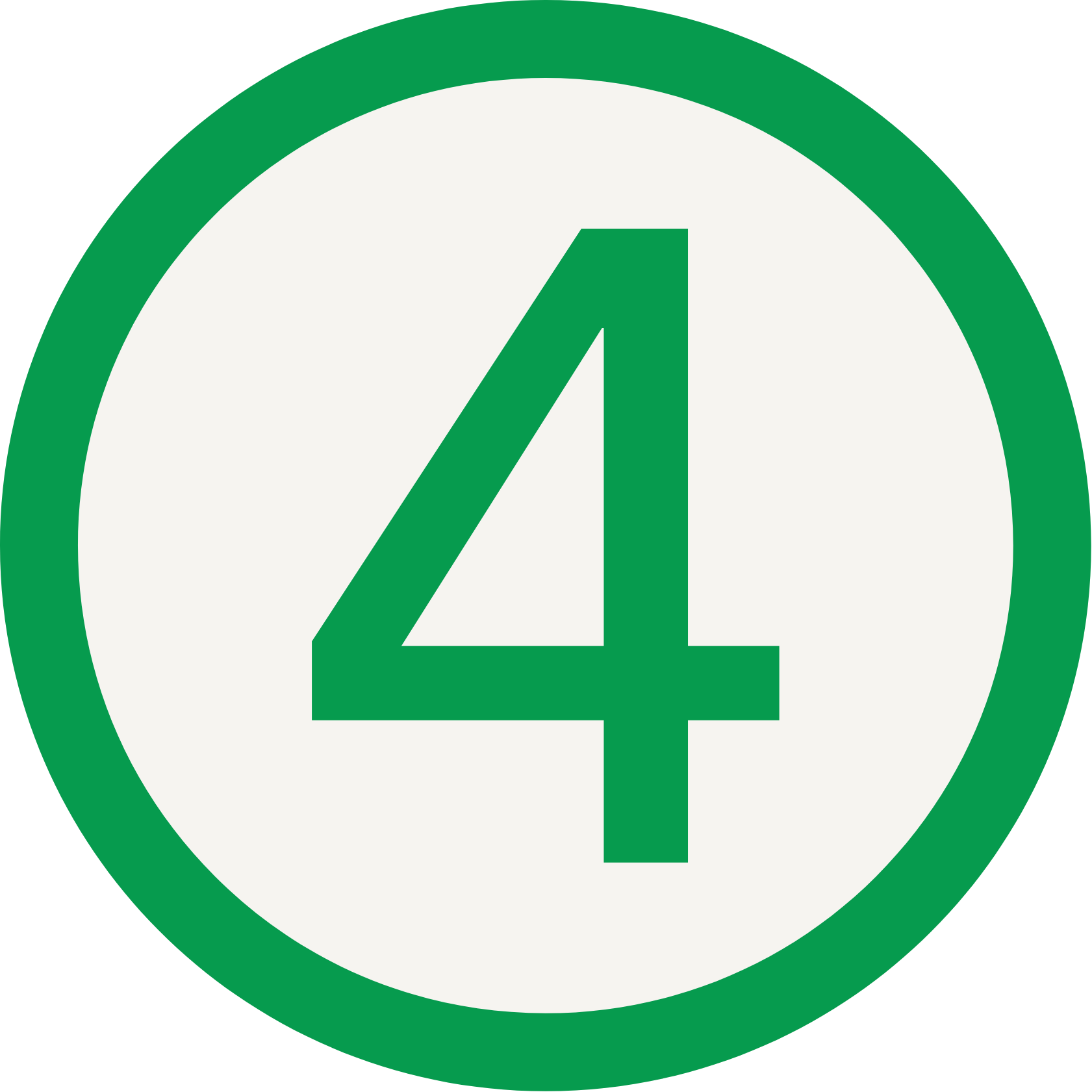Green and white circular sign with a green dollar sign in the center.