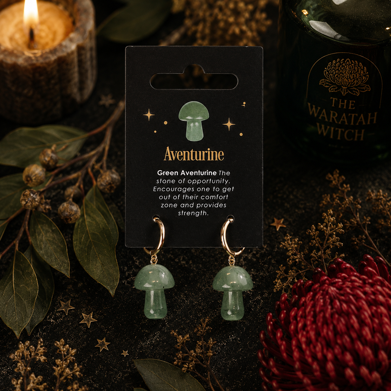 TWW Green aventurine magic mushroom earings..png