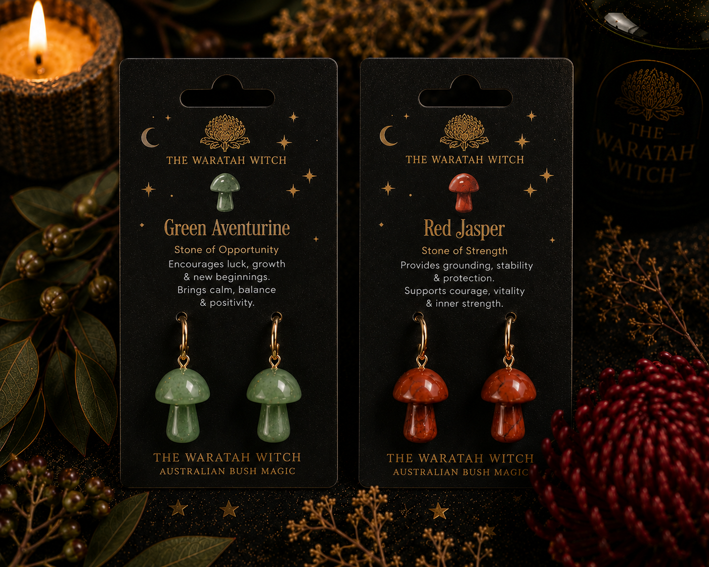 Magical Mushroom Earrings - Gold