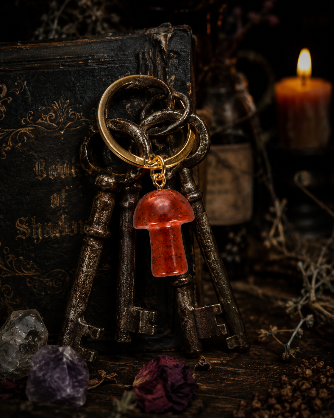 TWW Red jasper Mushroom Keyring 2. Copyright Image owned and created by TWW.png