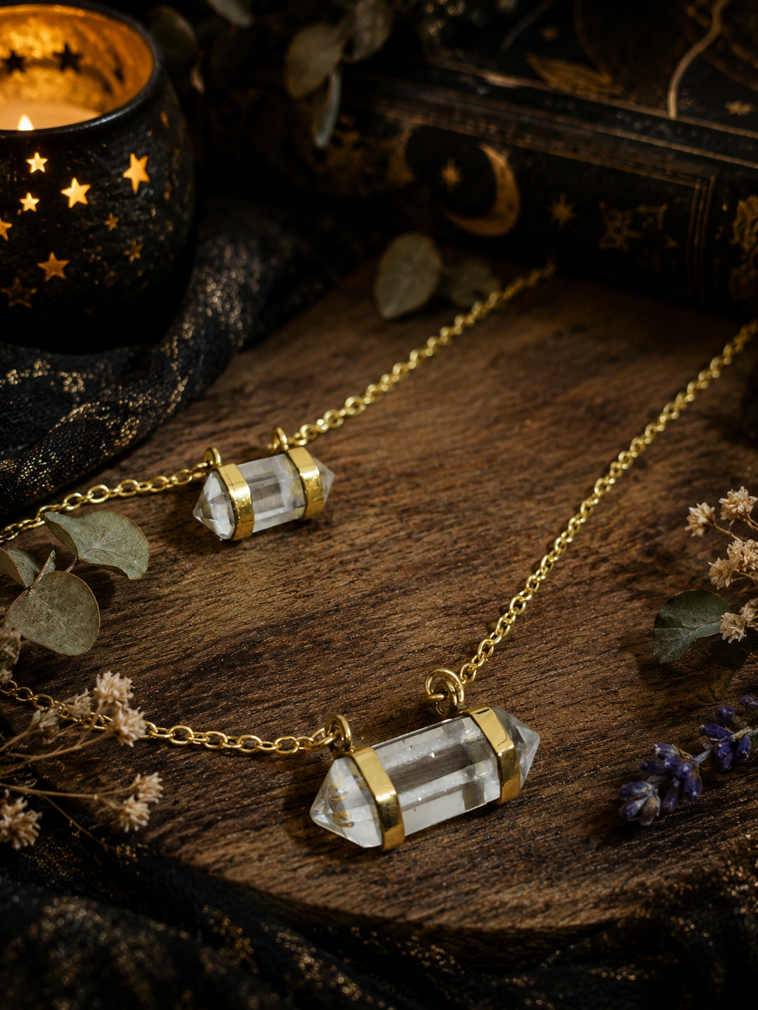 Clear Quartz Double Point Necklace 1 TWW Copyright.png