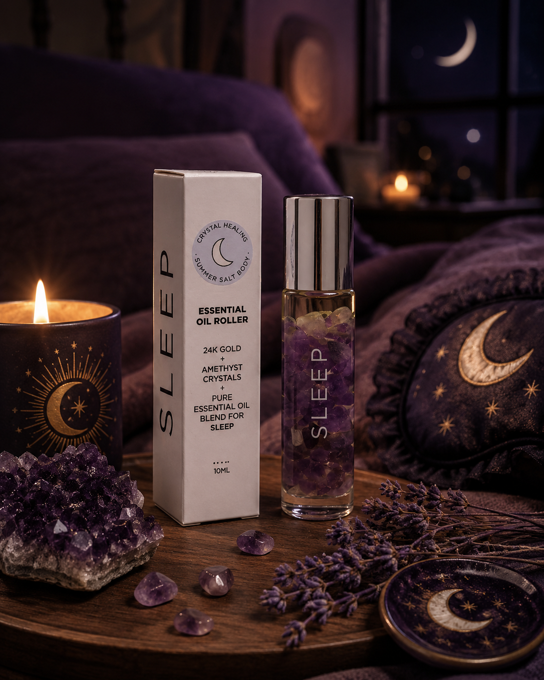 Summer Salt Body Crystal Infused Roller - Sleep- Amethyst