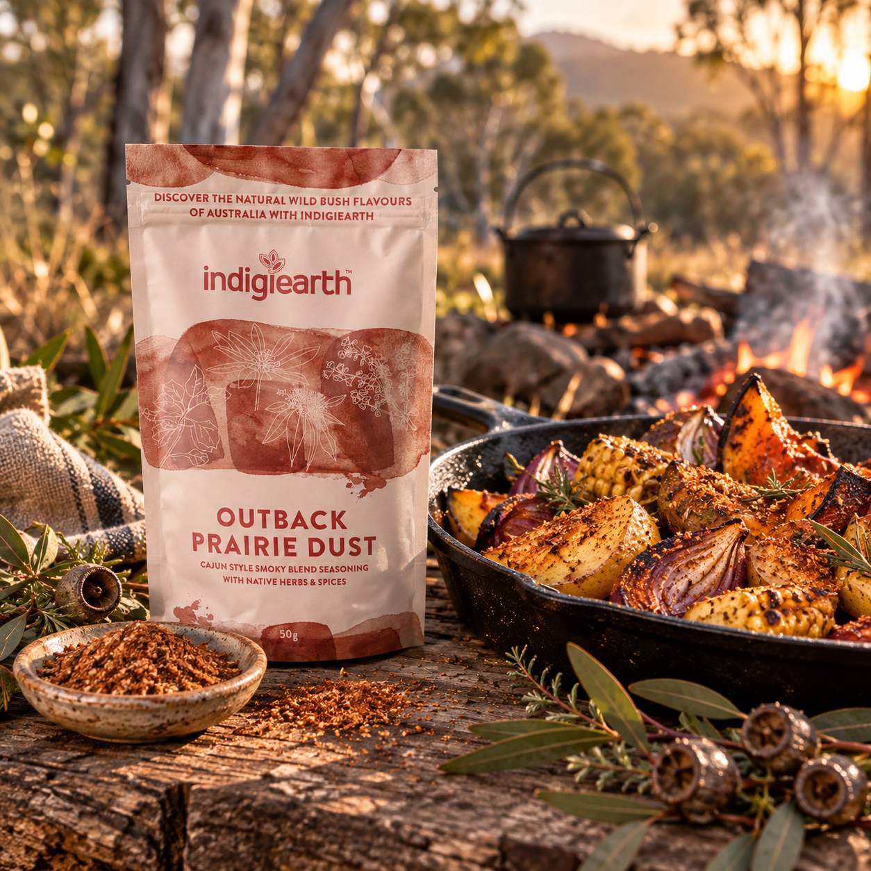 Indigiearth Outback Praire Dust Display. Image composition created by The Waratah Witch using digital and AI-assisted creative tools. © The Waratah Witch 2026.png