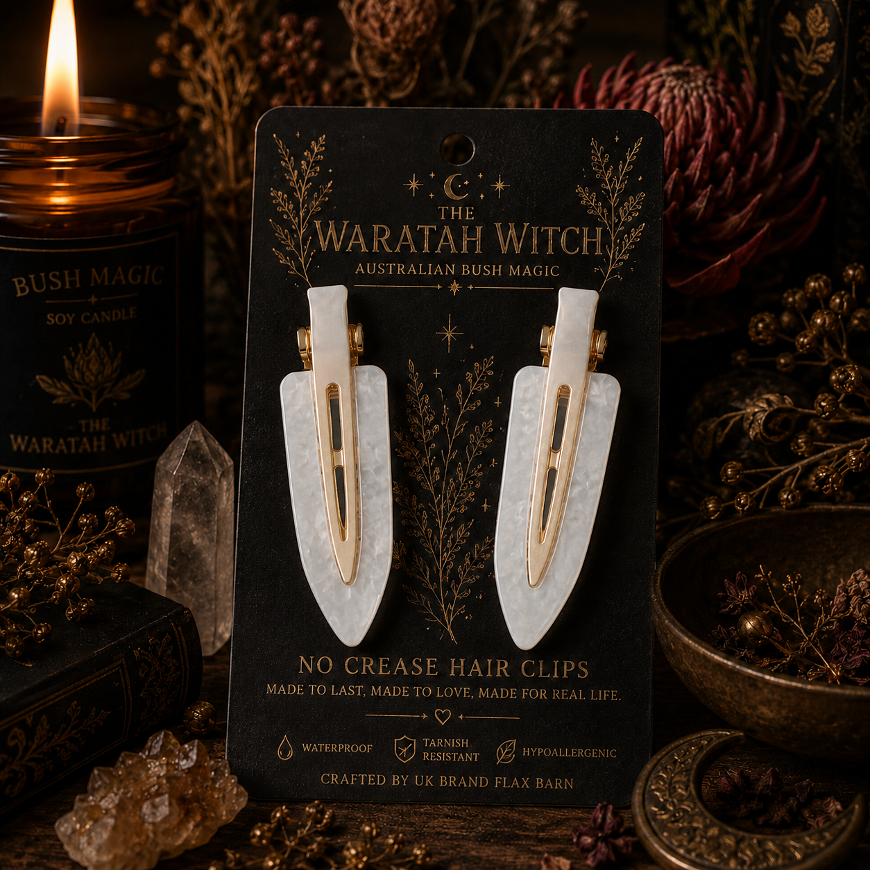 White Waratah No-Crease Hair Clips