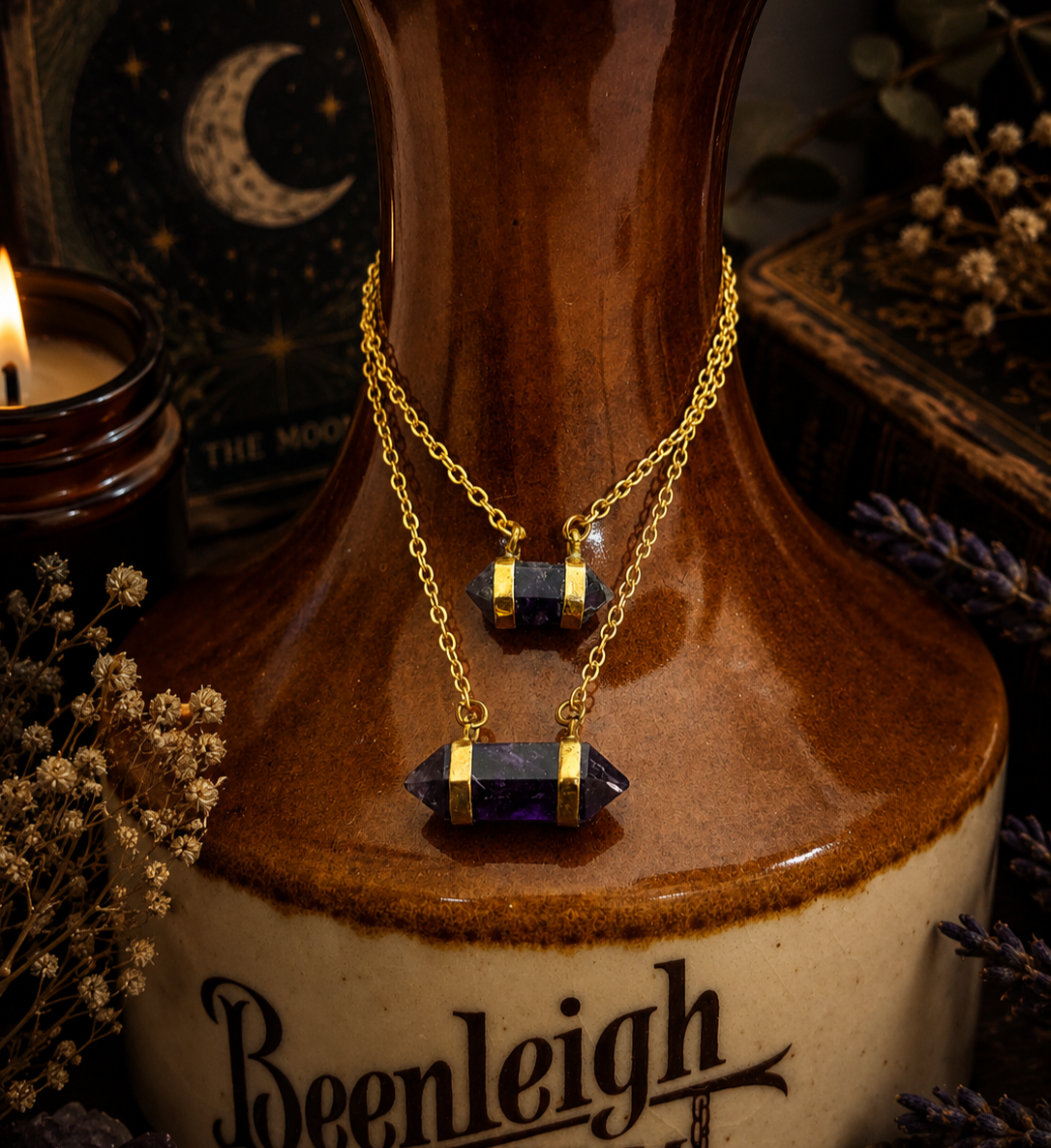 Amethyst Double Point Crystal Necklace
