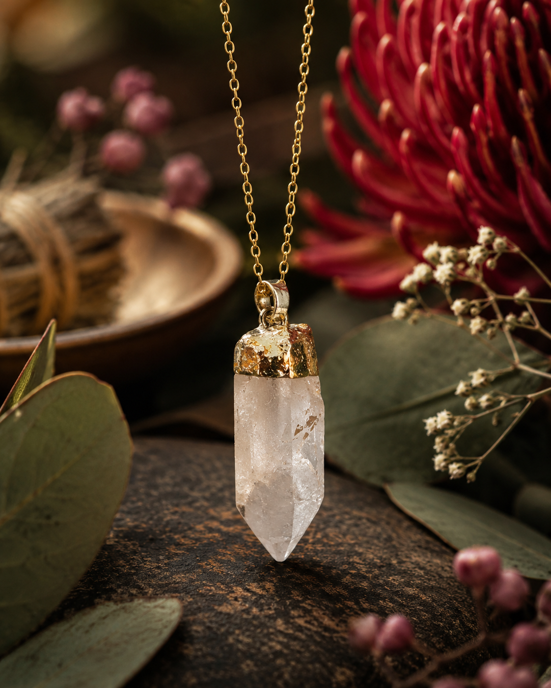 Moonlight Clear Quartz Point Pendant