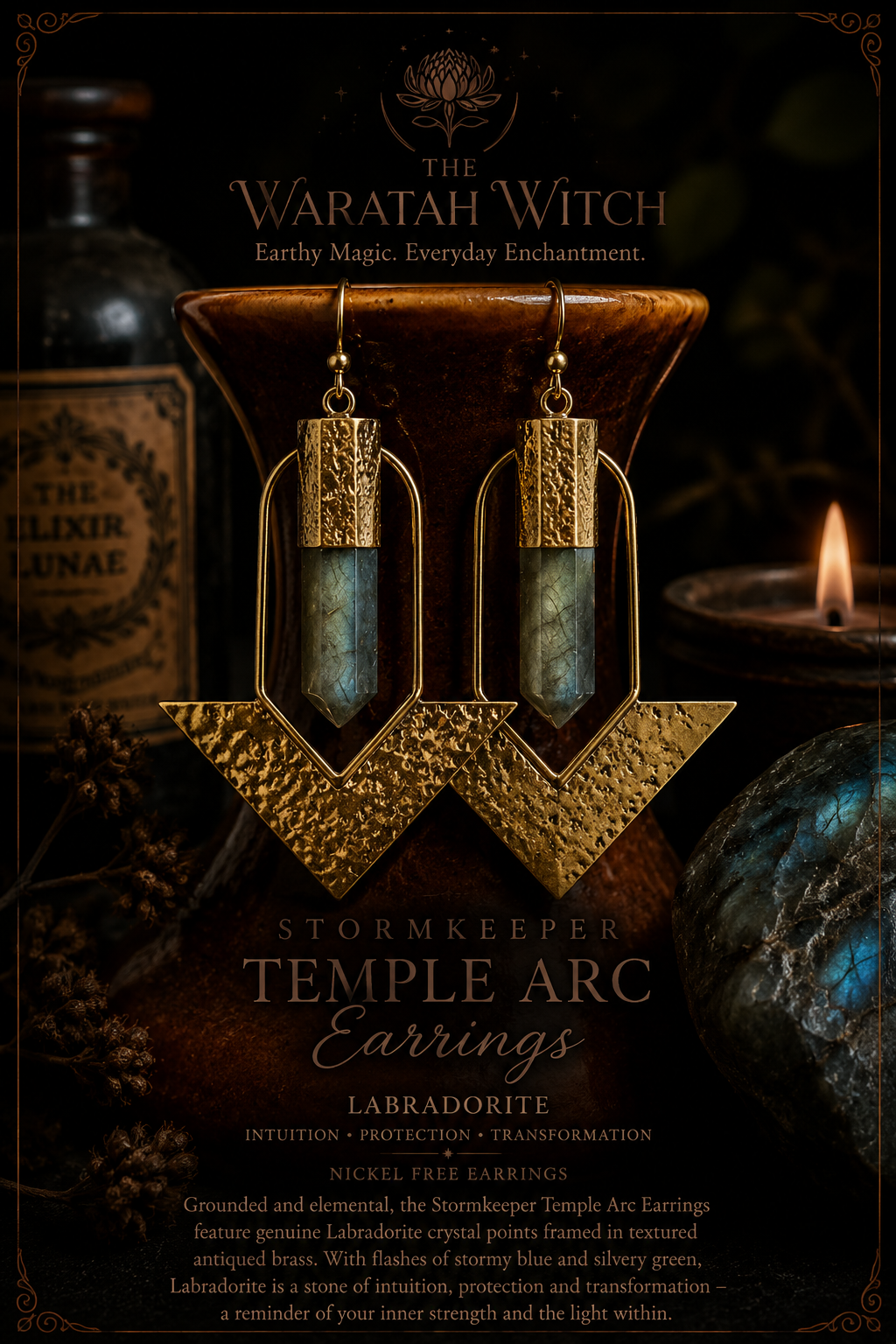 Storm Keeper Arc Brass Earrings - TWW.png