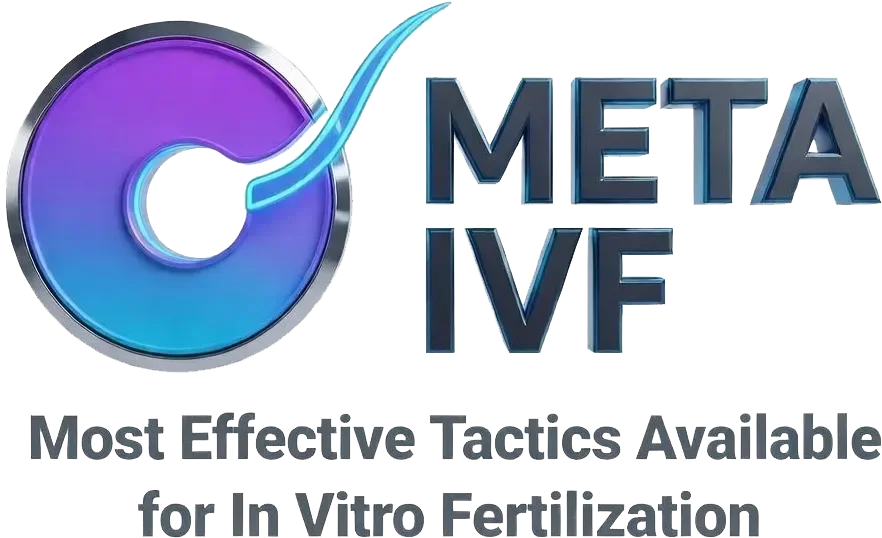 Meta IVF logo with a tagline 'Most Effective Tactics Available for In Vitro Fertilization'.