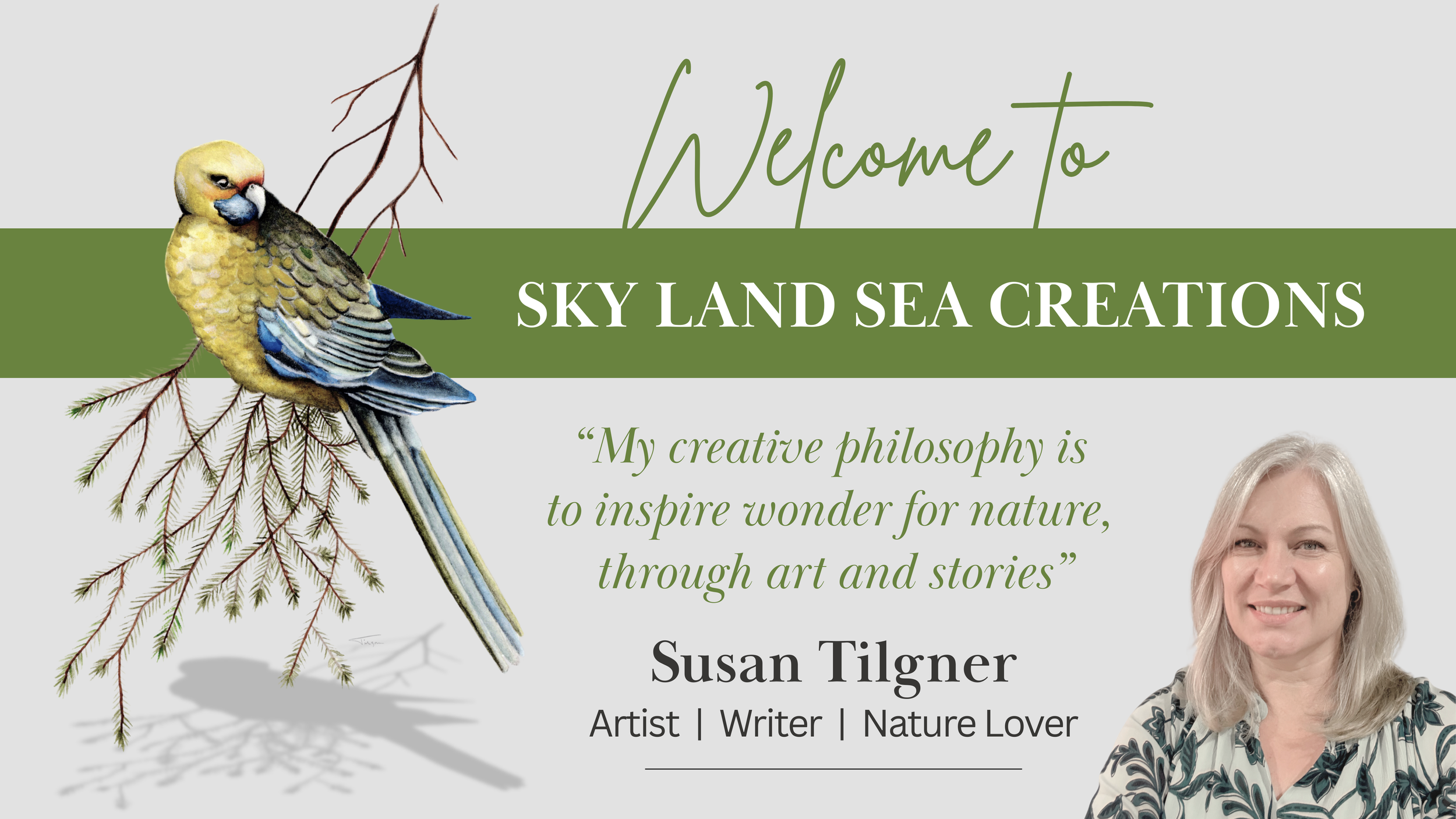 website header for Sky Land Sea Creations by Susan Tilgner