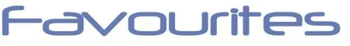 Text reading 'favourites' in blue font.