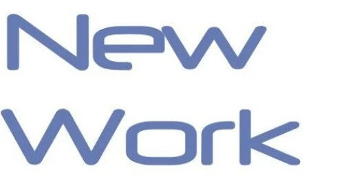 Text saying 'New Work' in blue font.
