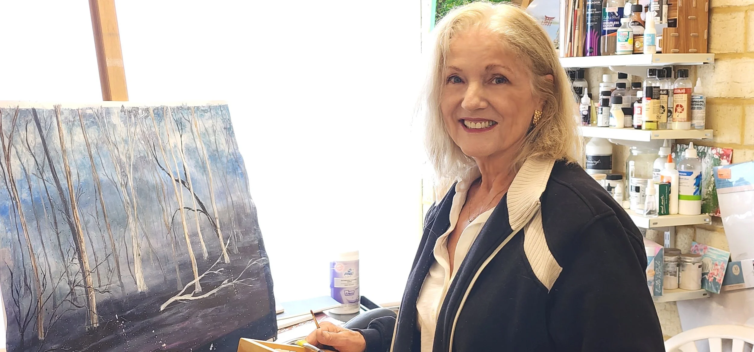 Australian Artist Lauree Lindsay in her studio in Helena Valley, Western Australia.