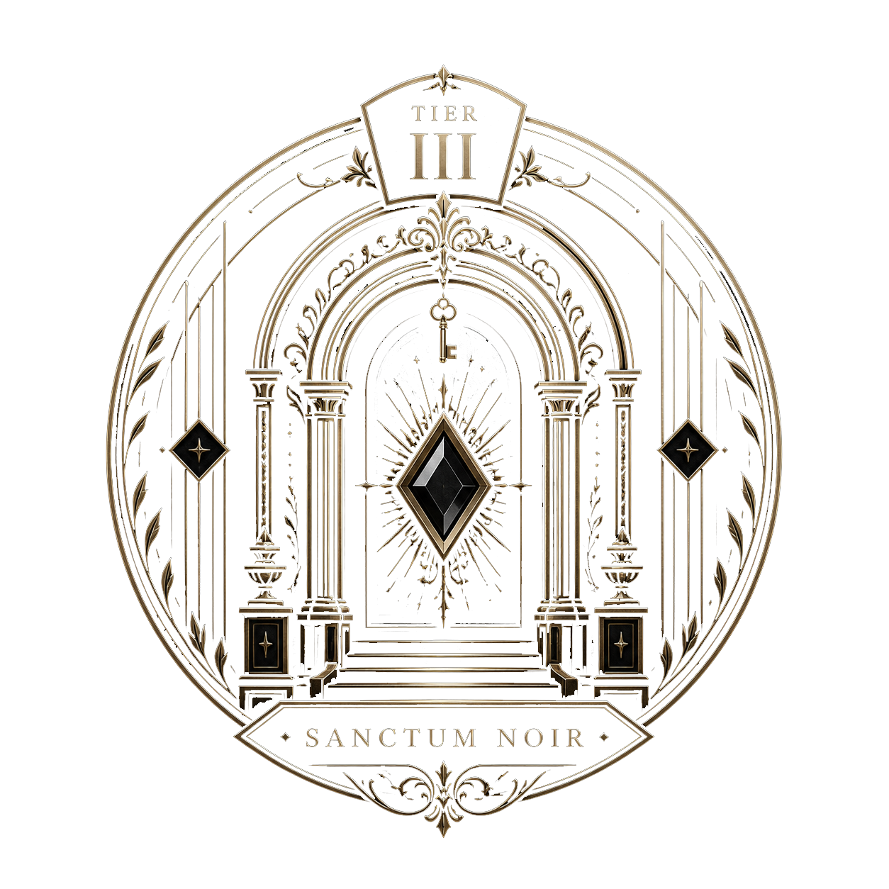 Elegant logo insignia for Tier 3, the Sanctum Noir.