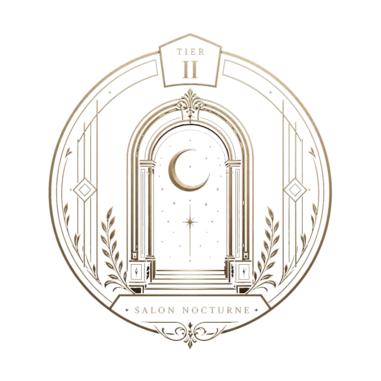 Elegant logo insignia for Tier 2, the Salon Nocturne.