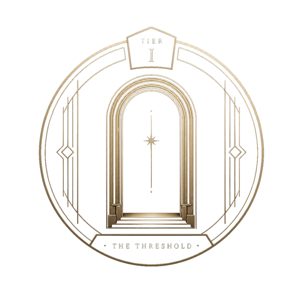 Elegant logo insignia for Tier 1, The Threshold.