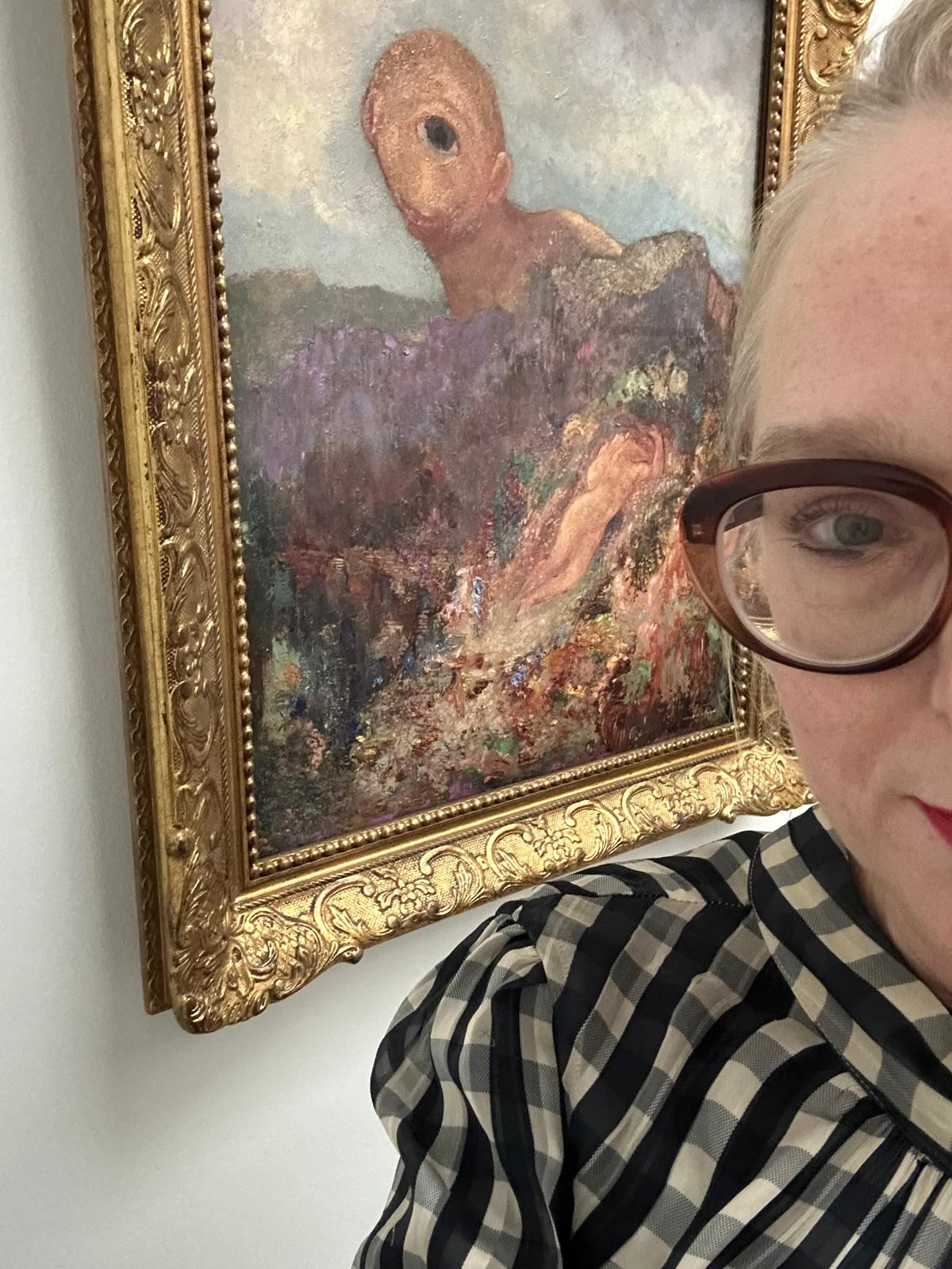 Artist Irene Hanenbergh in front of one of her paintings. Irena Hanenbergh is the inaugural resident at Conservatory Residency. 