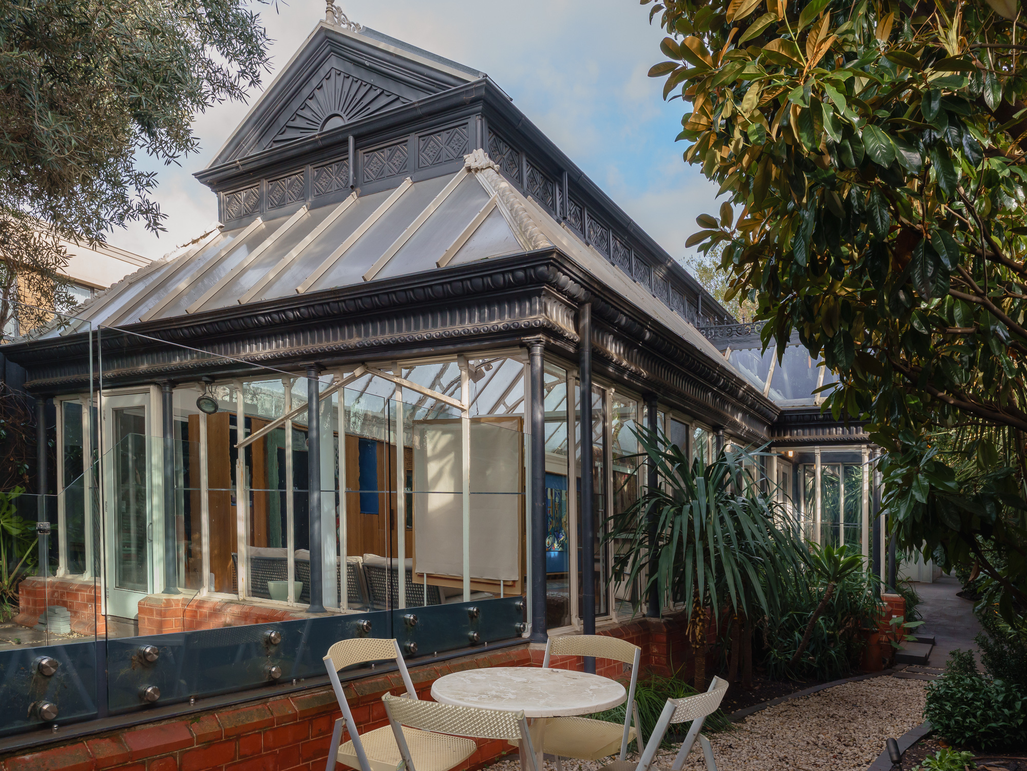 Exterior of the conservatory and garden at Conservatory Residency located in Caulfield North, Victoria.