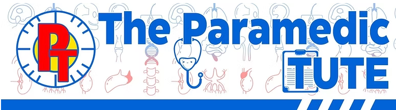 Logo with a clock and medical symbols, reading 'The Paramedic Tute' in blue text.