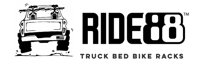 Logo for RIDE8 Truck Bed Bike Racks featuring a stylized illustration of a truck with bike racks on top.