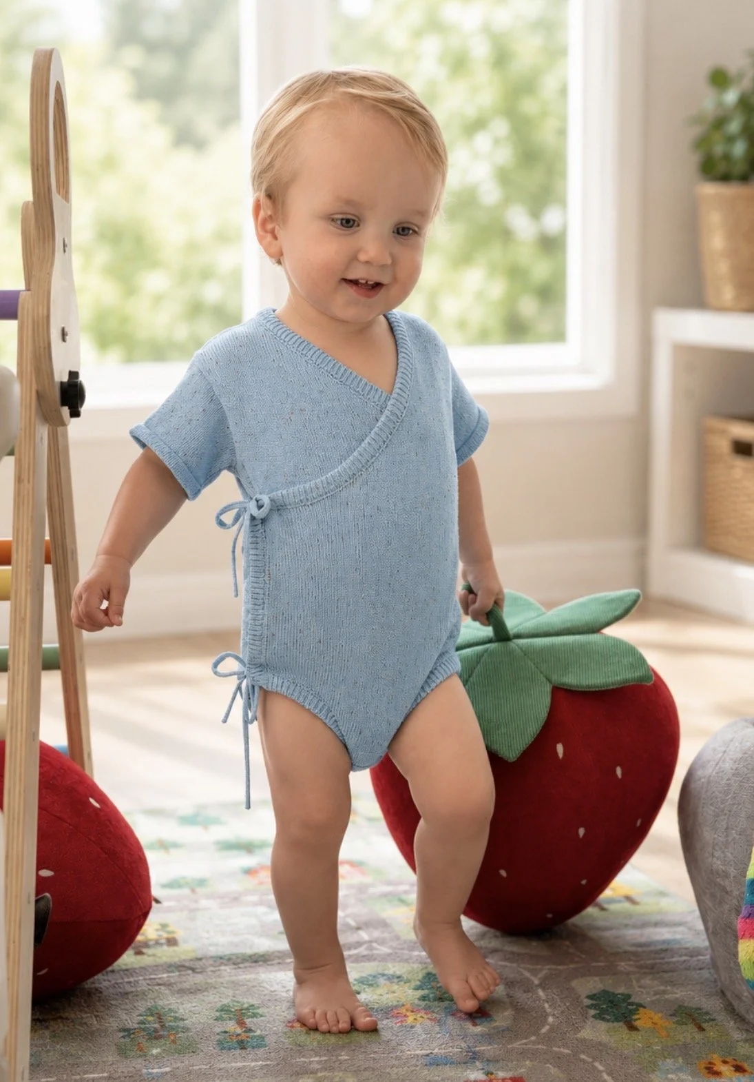 Sky Confetti Organic Cotton Wrap Kimono Onesie