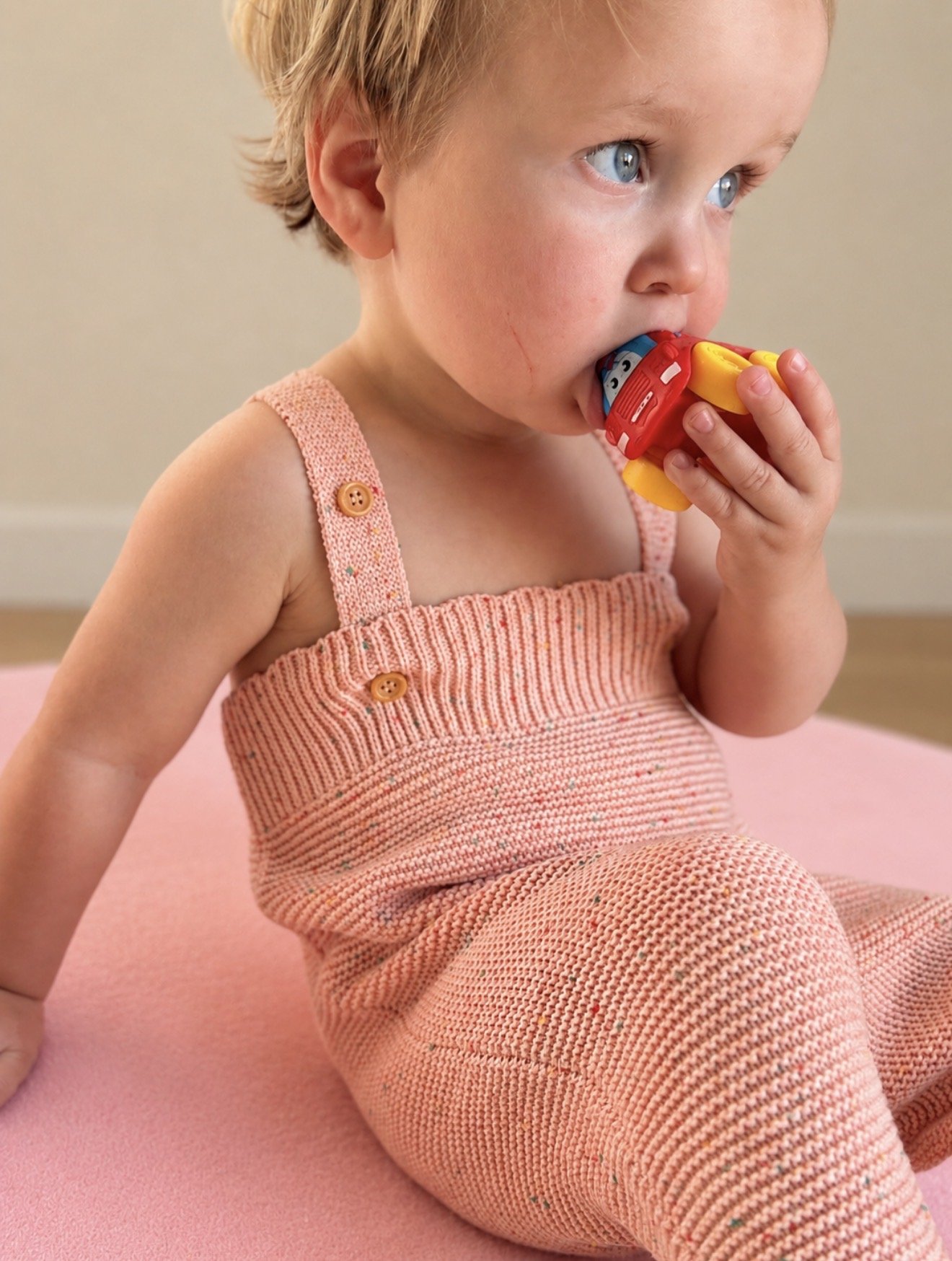 Blush Confetti Organic Cotton Knit Overall