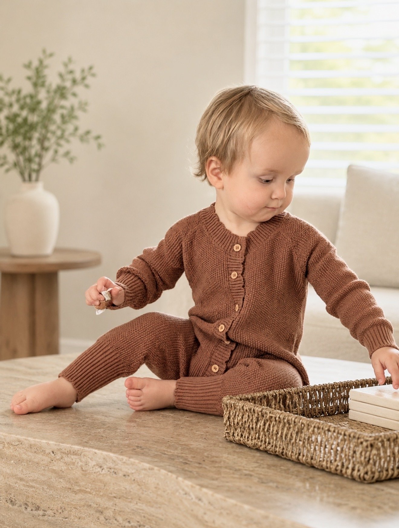 Cedar Organic Cotton Button Knit Romper
