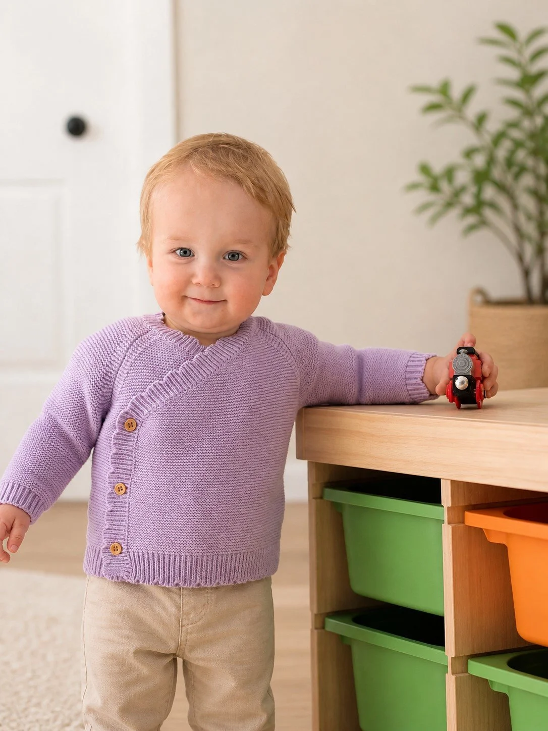 Lilac Organic Cotton Wrap Cardigan