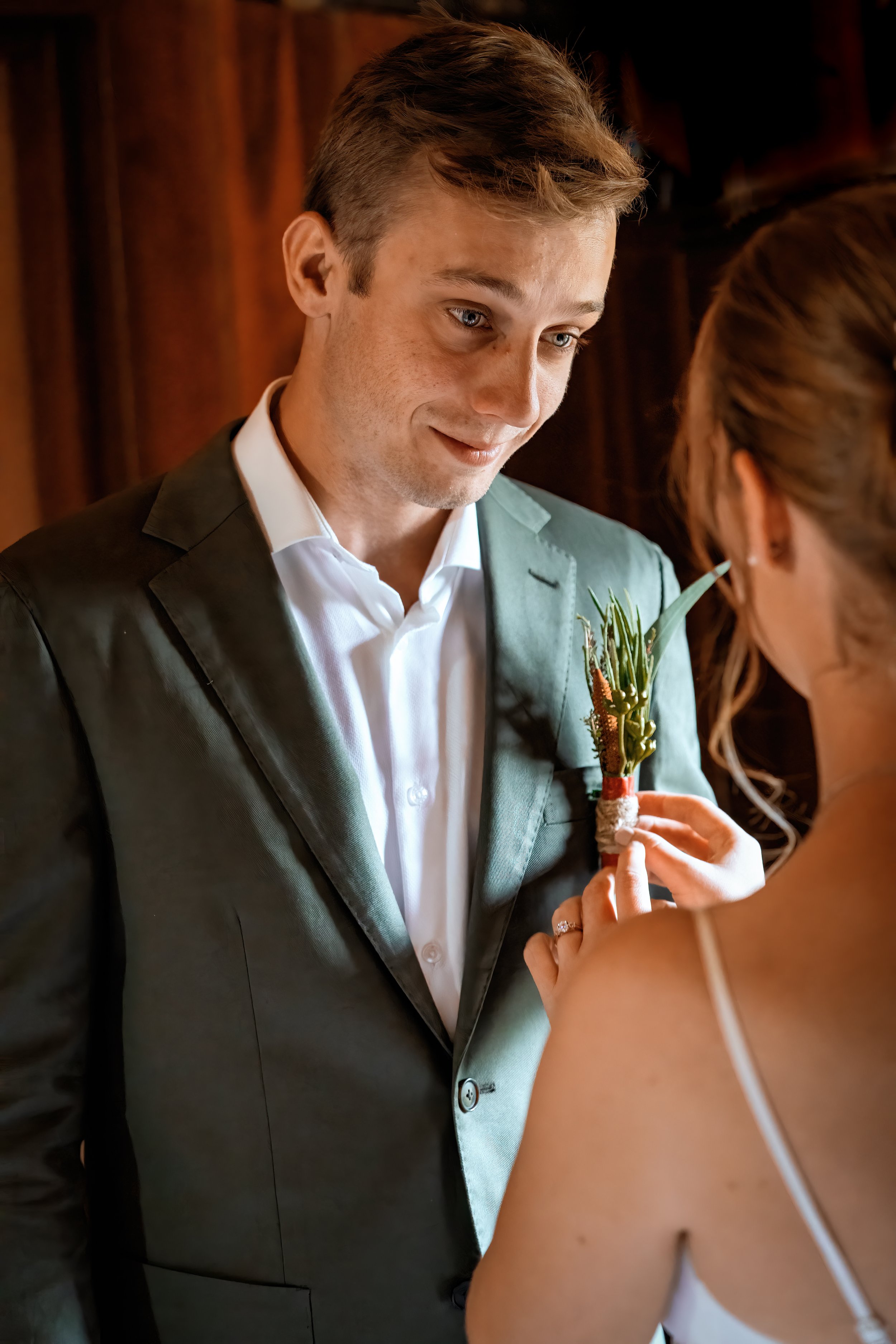Groom reaction during ceremony candid wedding moment Australia