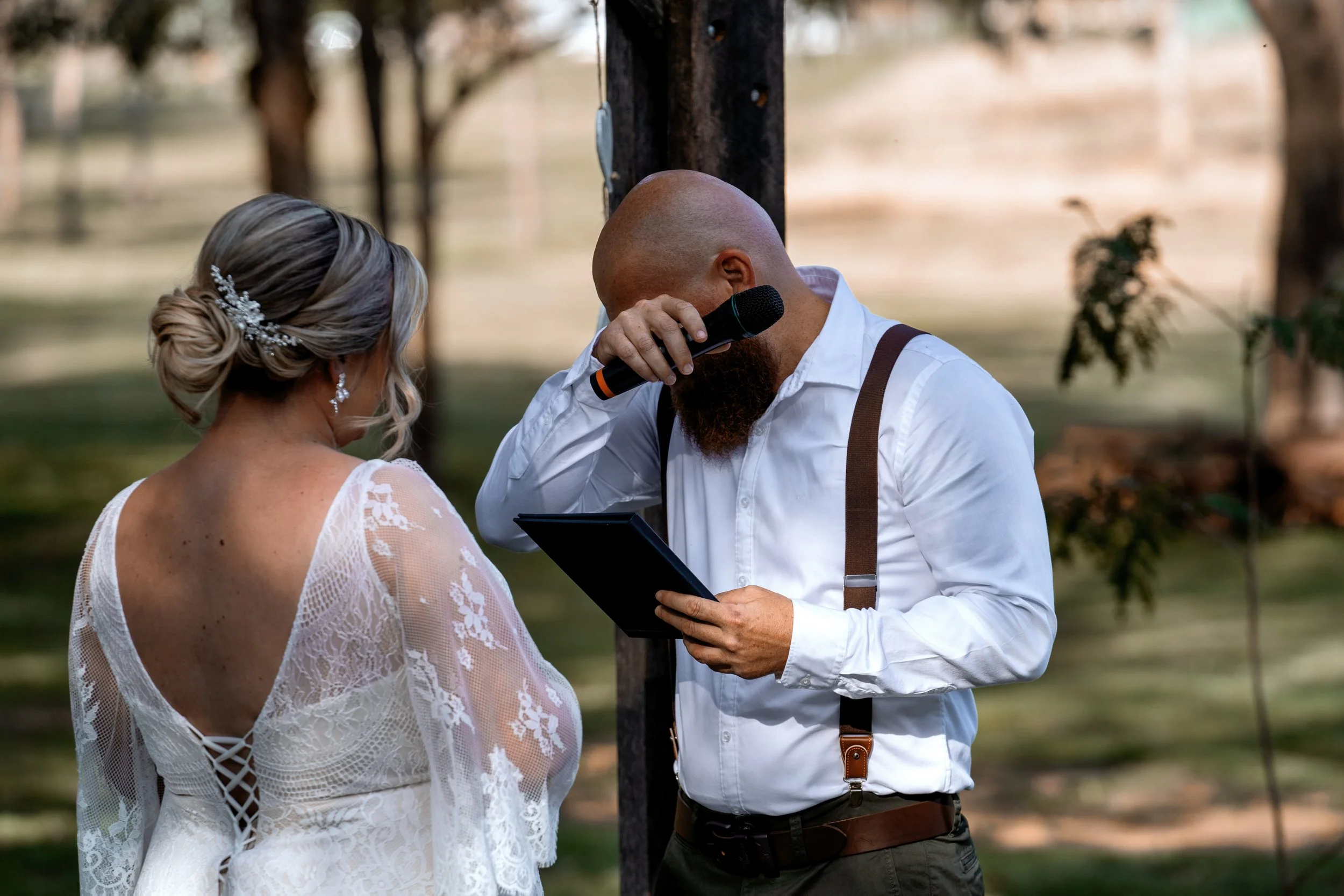 Groom reaction during ceremony candid wedding moment Australia