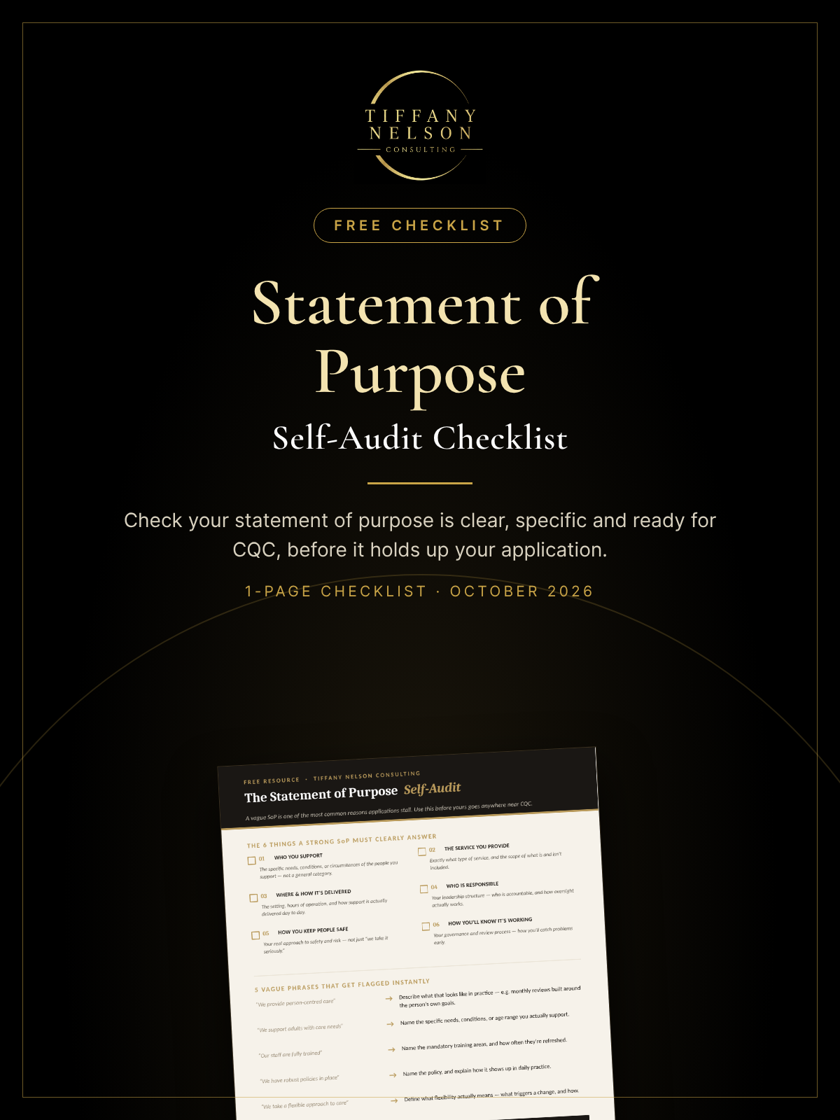CQC Statement Of Purpose Checklist