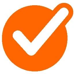 Orange circle with white check mark inside