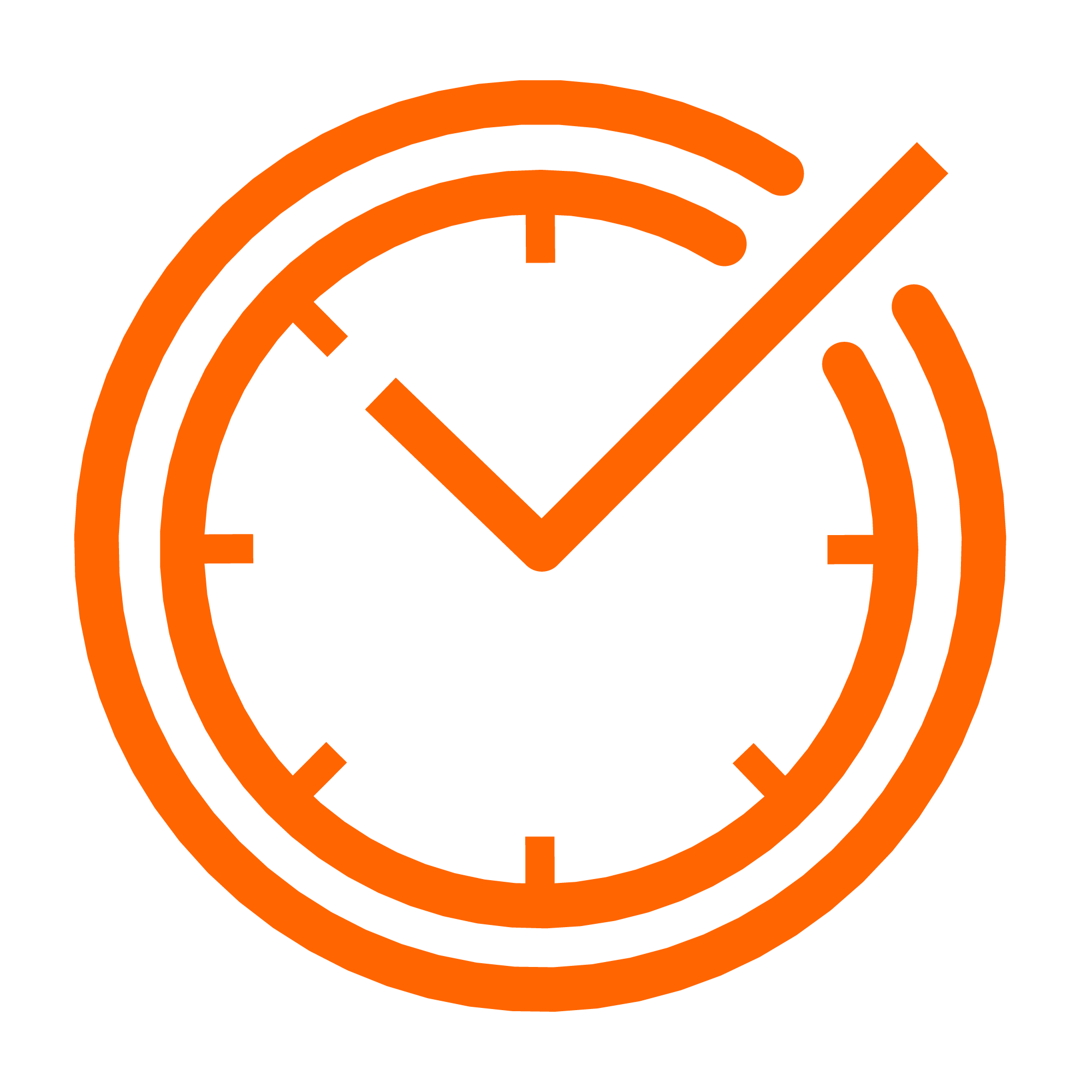 A stylized orange radar screen with concentric circles and an arrow, symbolizing radar or signal detection.