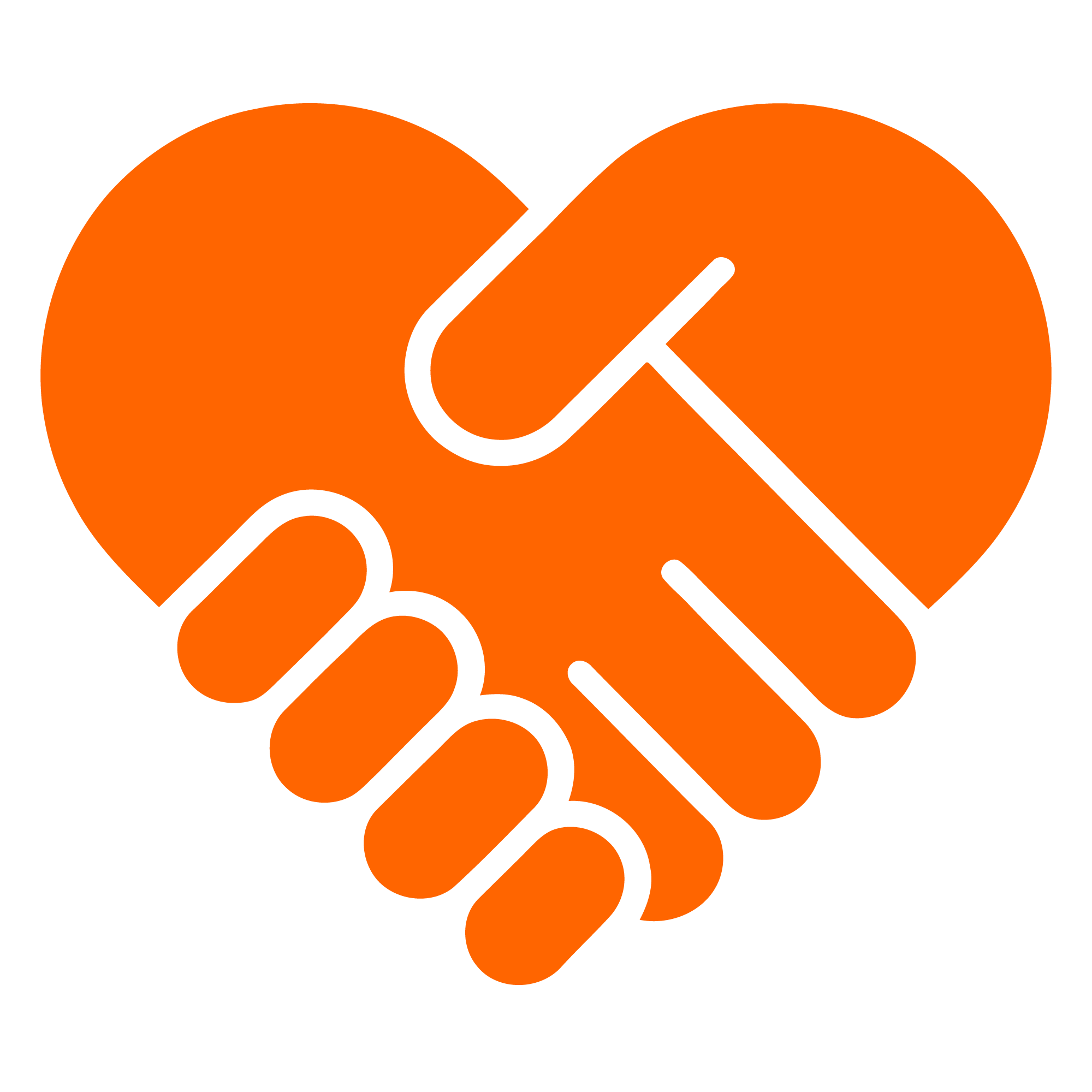 Icon with two hands shaking to create heart shape