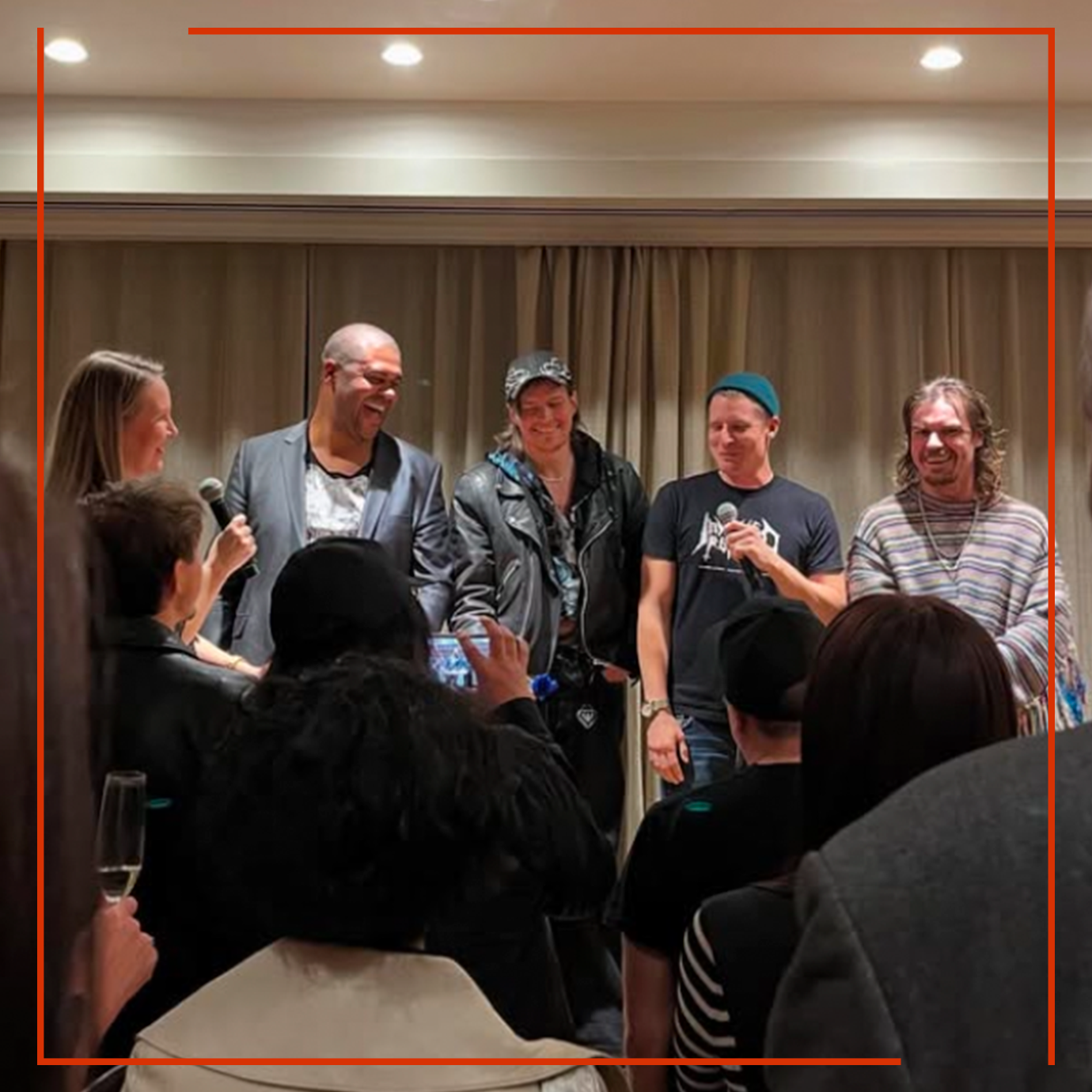 HEAVIER TRIP CAST VISITS THE FINNISH EMBASSY IN TOKIO 
