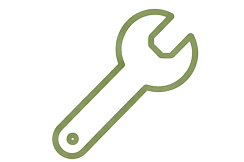 Green outline of a wrench