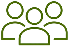 Outline icon of three people standing side by side.