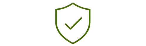 Green shield with a checkmark inside.