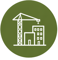 Construction crane working on a building