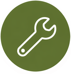 Icon of a wrench inside a green circle