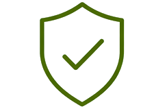 Green shield icon with a checkmark inside.