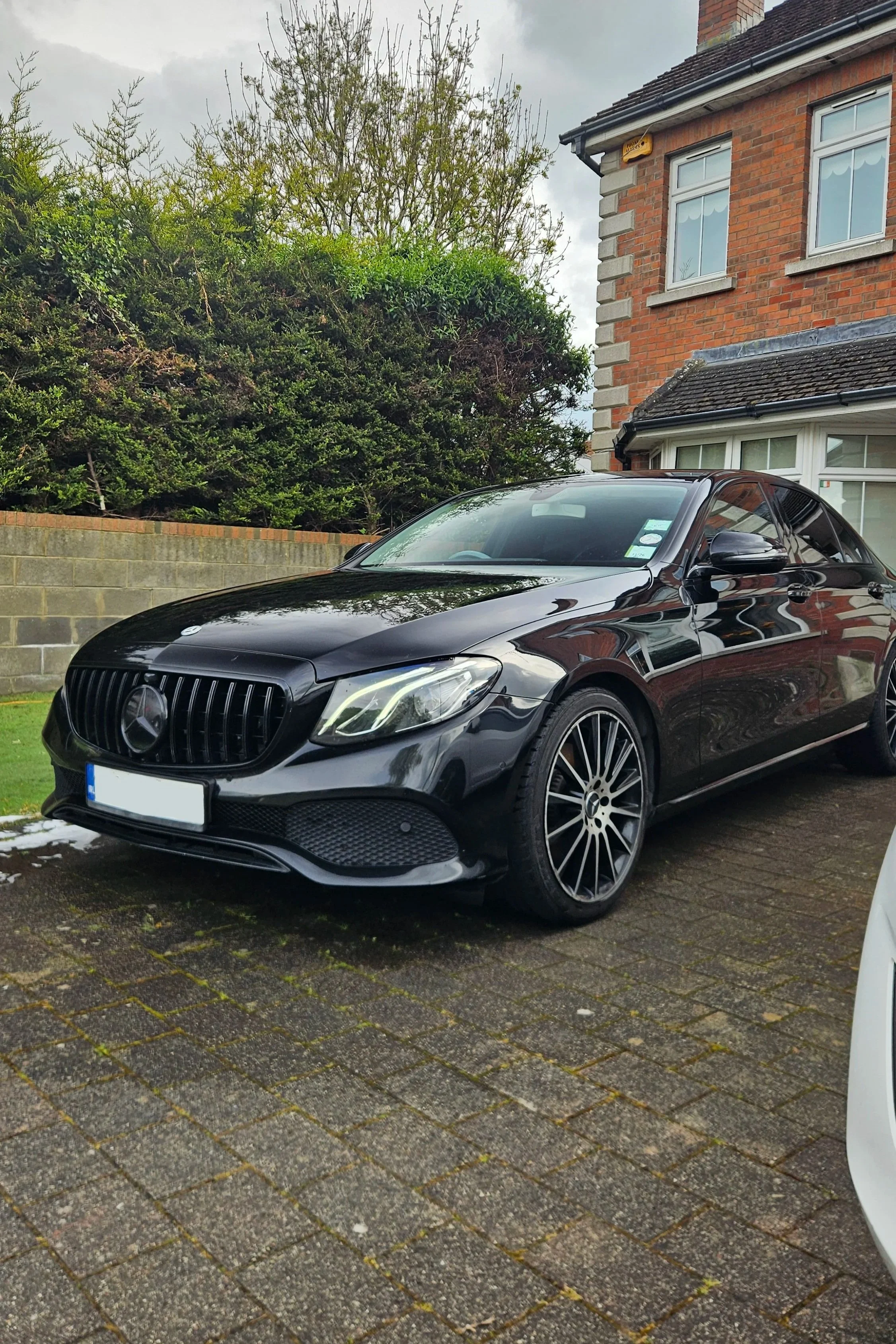 Premium full mobile exterior detail and wax paint protection on a black Mercedes-Benz E-Class in Dundalk, Co. Louth.