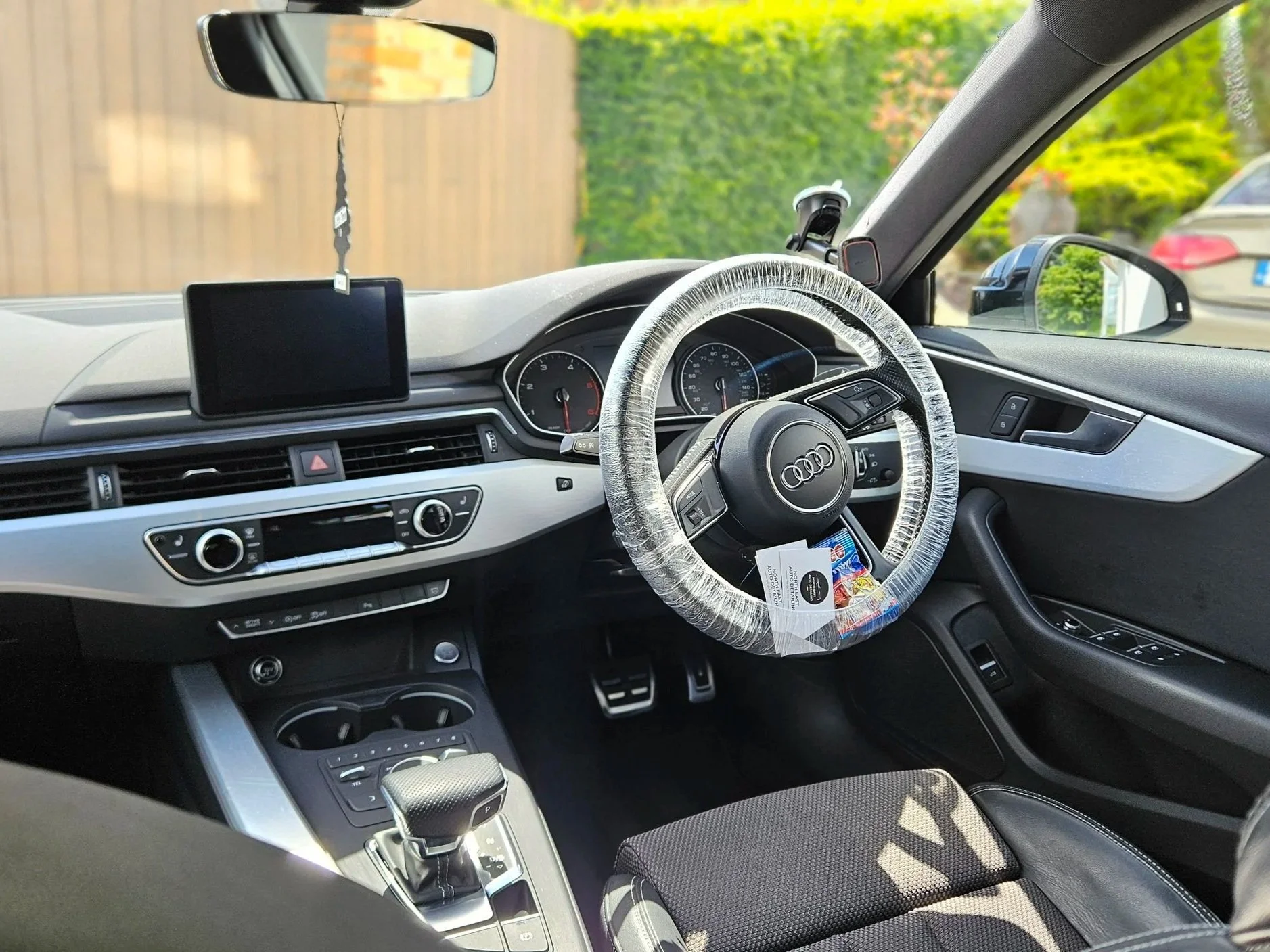 Interior detail by North East Auto Detailing for B9 Audi Interior in Carlingford. The Interior Detail included a deep clean, vacuum, scrubbing of the leather, steam sanitisation, stain removal from upholstery and floor mats and removal of grime