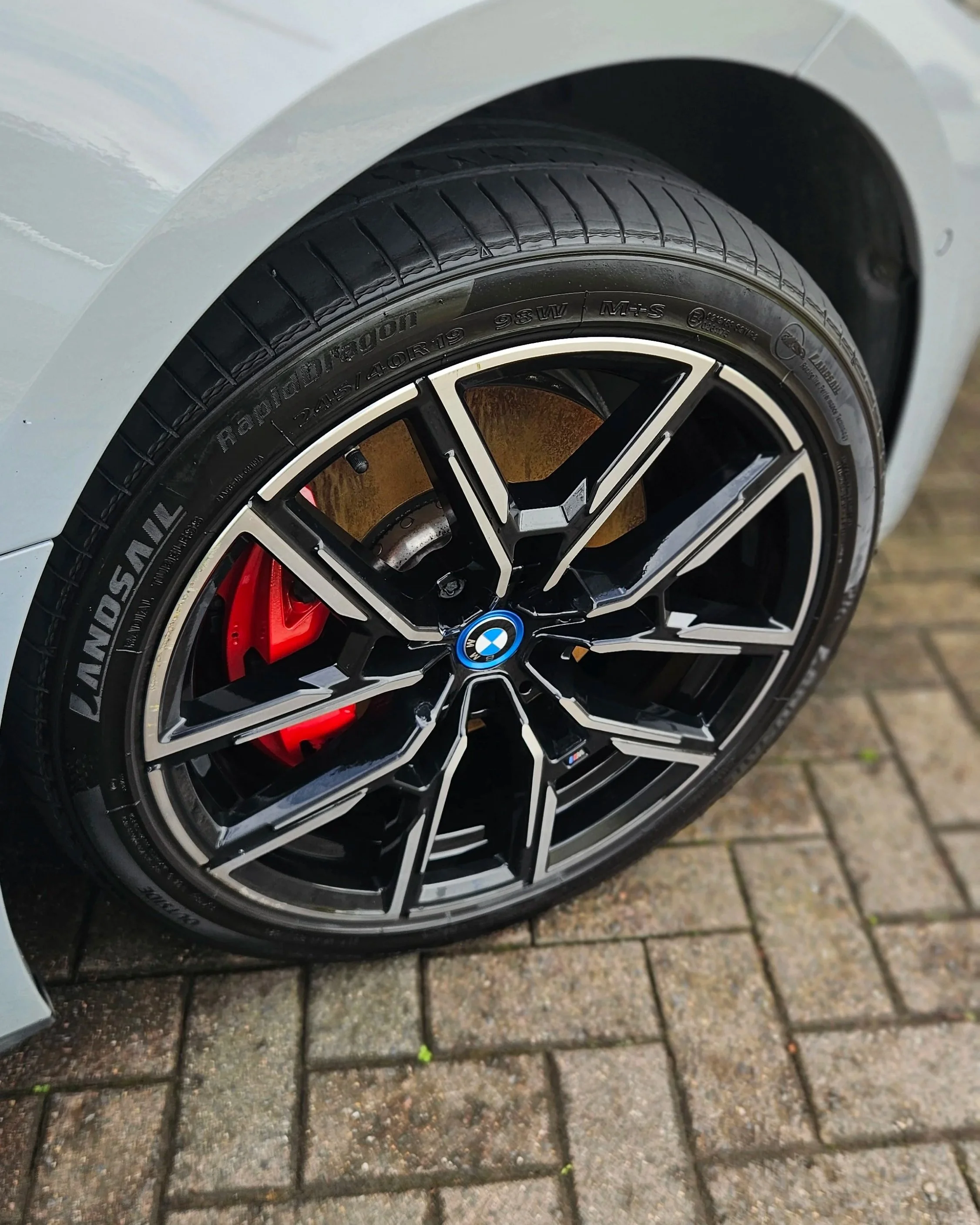 The wheels of a BMW after an Exterior detail by North East Auto Detailing. The wheels went through a deep clean to remove caked on break dust through a deep snow foam scrub for the wheel faces,barrels,calipers and arches.