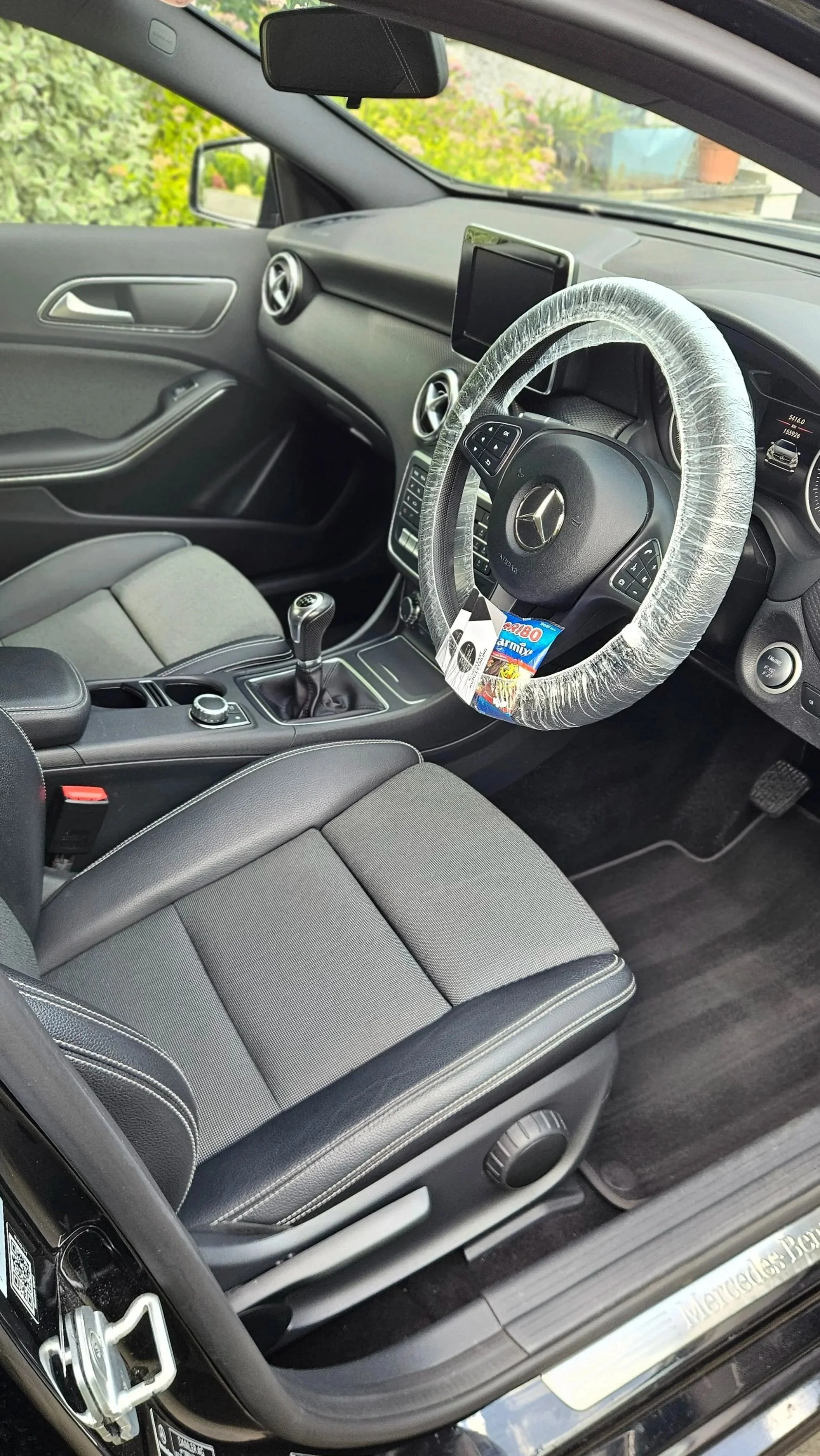 Deep cleaned front seats and dashboard on 2016 Mercedes A Class — interior detailing in Dundalk