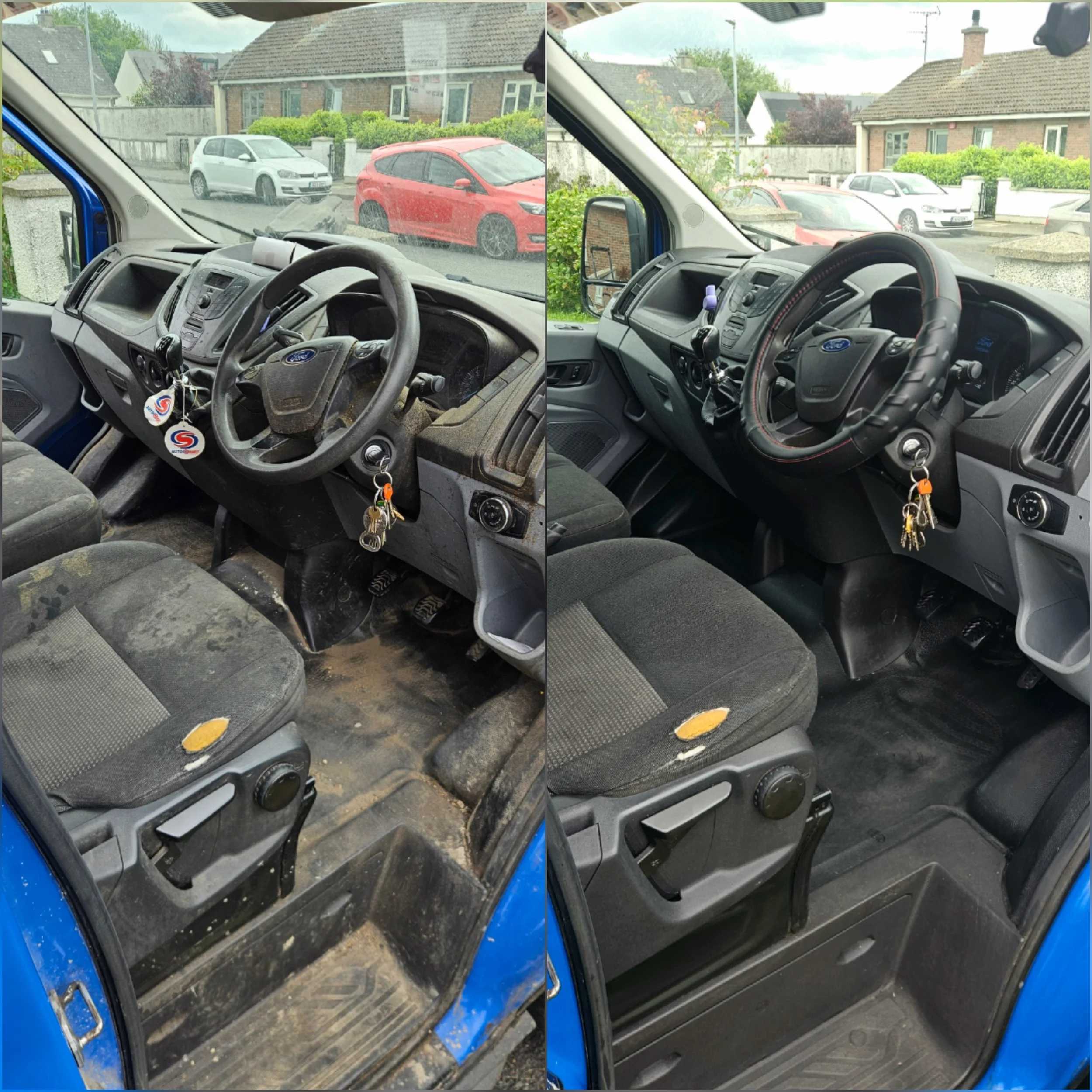 Full Commercial Detail before-and-after for a 2015 Ford Transit Van. Mold Removal, Years of built up stains, grime and dirt removed by North East Auto Detailing in Dundalk, Co Louth.