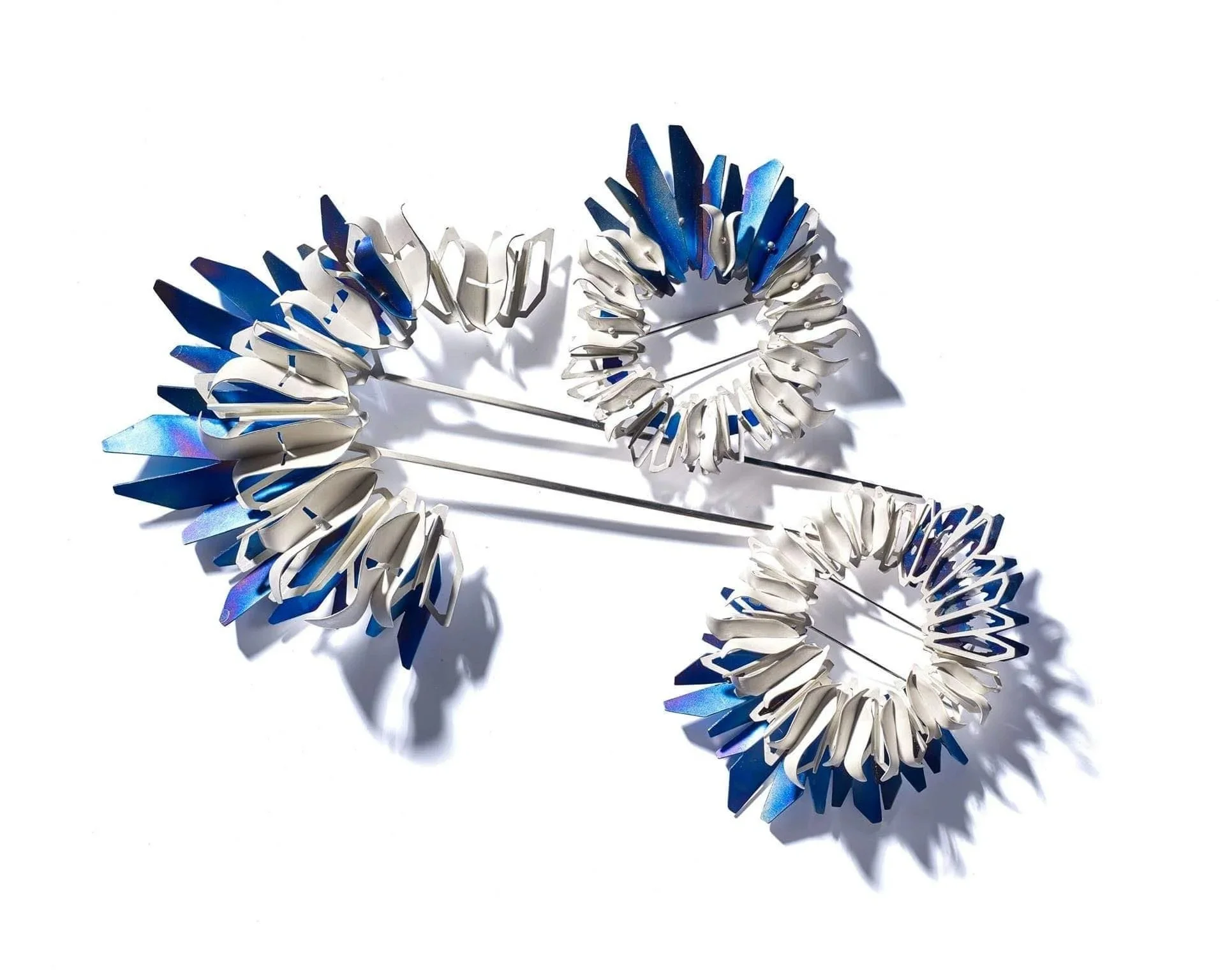 Depletioned silver and fire painted Titanium hair piece and broaches