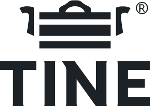 Logo med teksten 'TINE' og en svart kopp over.