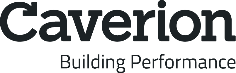 Logo av selskapet Caverion med teksten 'Building Performance'