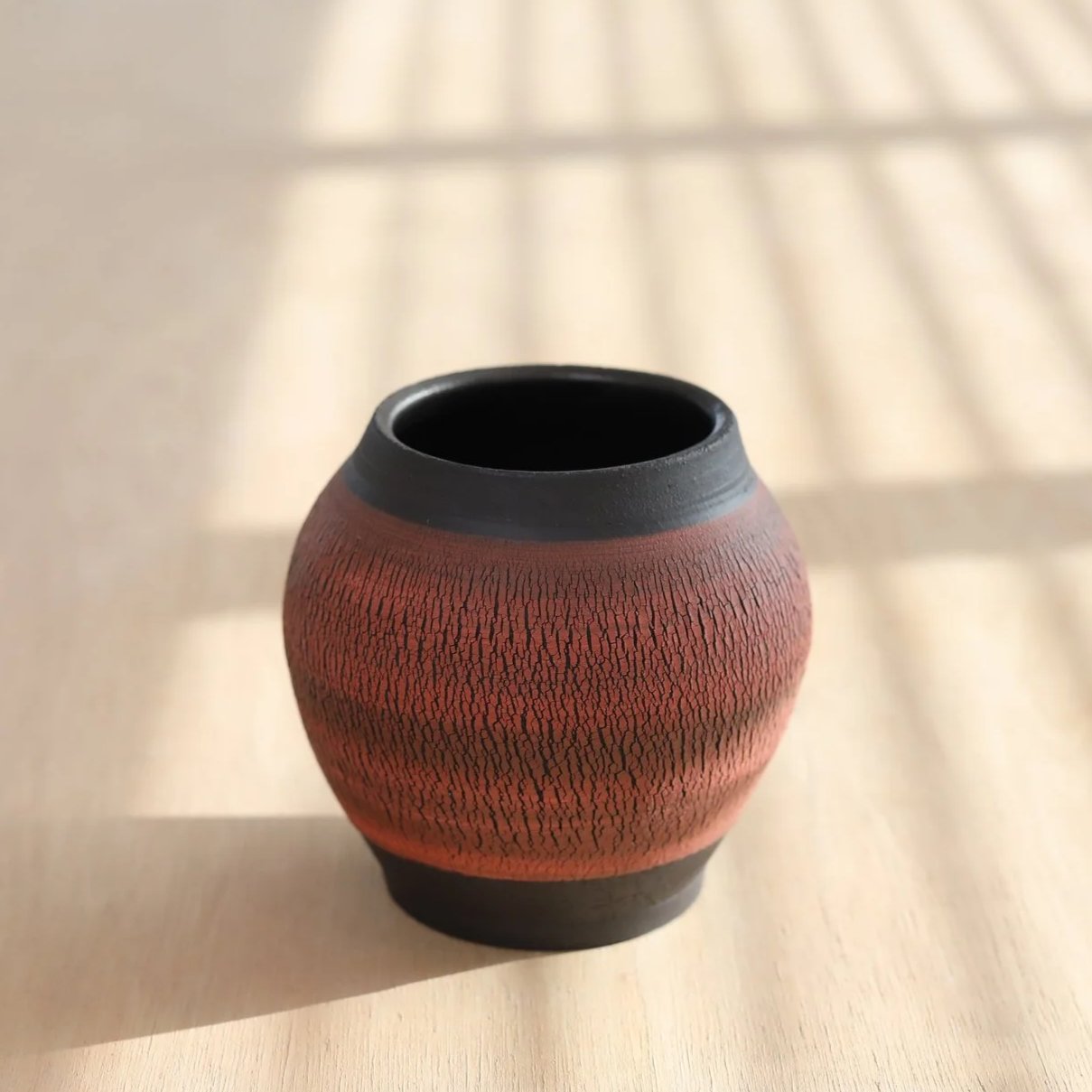 Textured Red & Black Vase