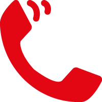 Red phone receiver icon with a black background